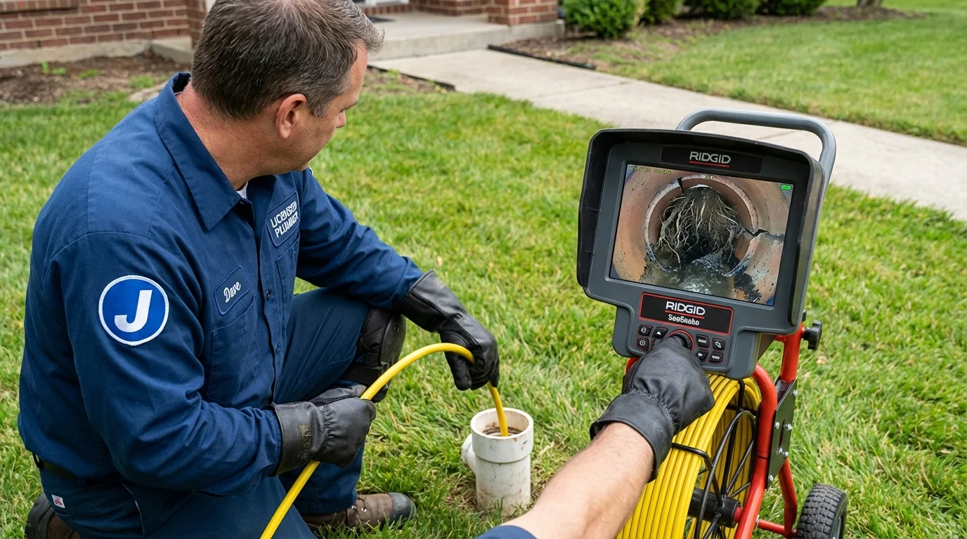 Sewer camera inspection being performed by Johns Plumbing LLC in Erwin