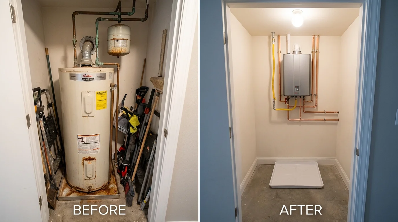 Tank water heater versus wall-mounted tankless unit comparison for Erwin, TN homeowners